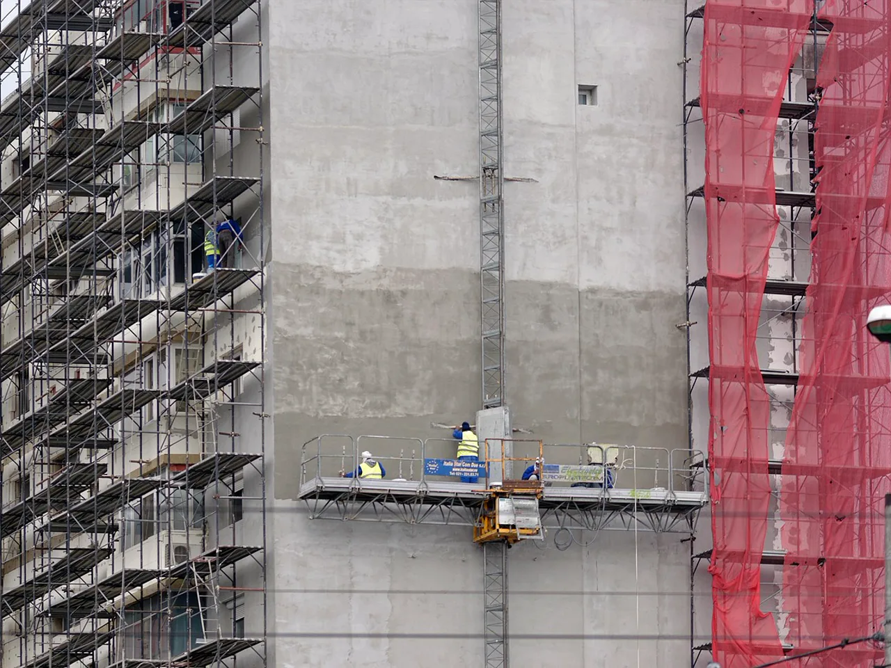 Construction team working on a building project